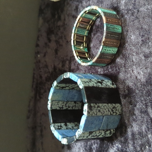 🐢Unbranded Stone & Bead Set of 2 Cuff Fashion Boho Bracelets - Picture 1 of 7